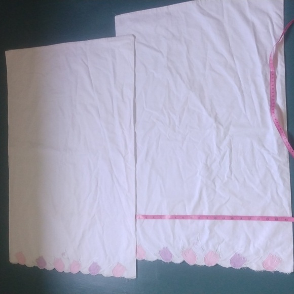 (2) Vintage Floral Pink N Lavender Trimmed Lg Cotton Pillowcases - Picture 6 of 10